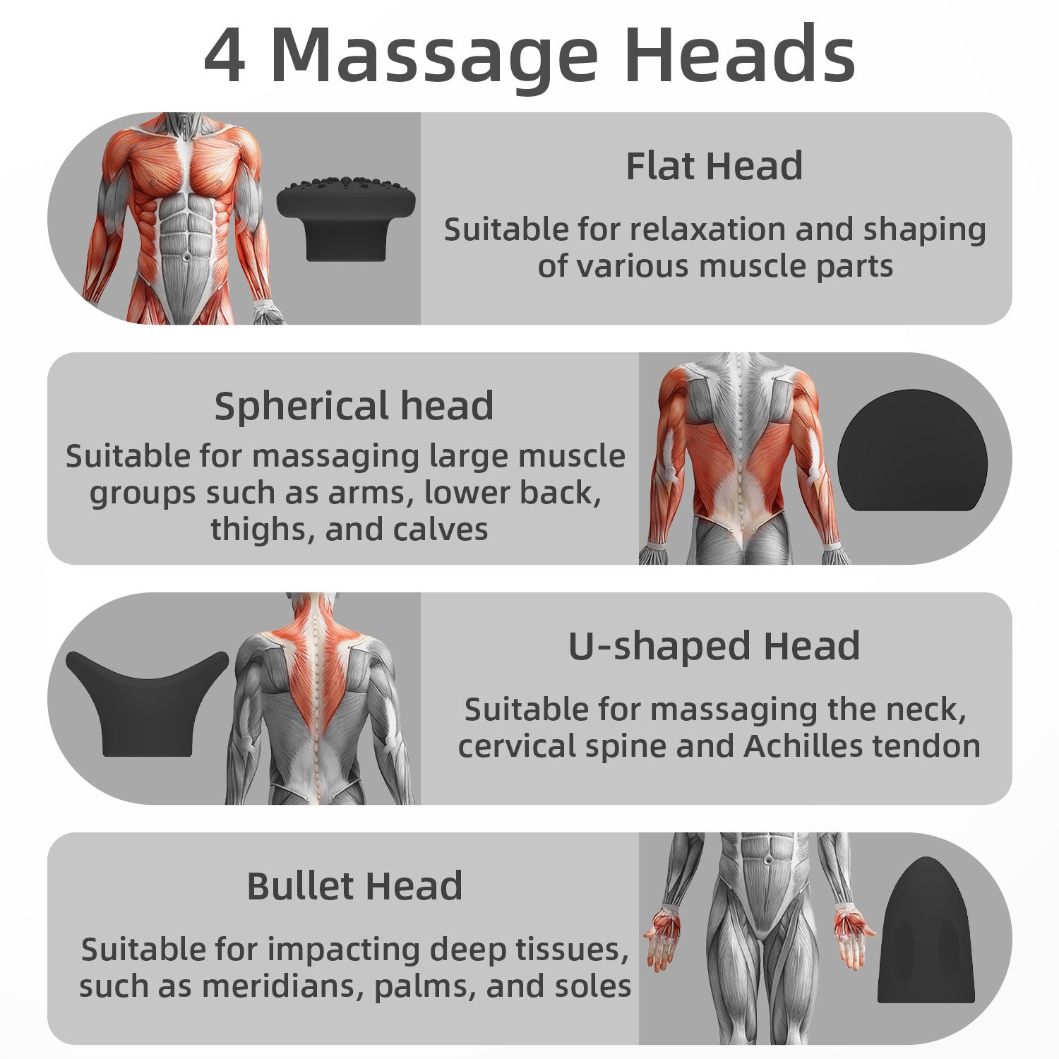 4 Massaging Heads - Best Gun Massager