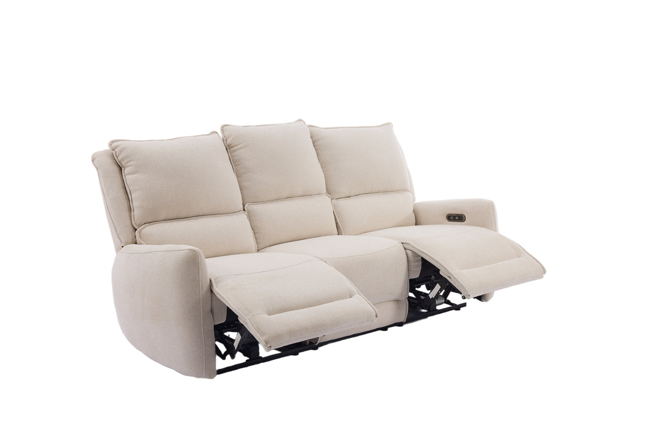 Beige reclining sofa on a white background
