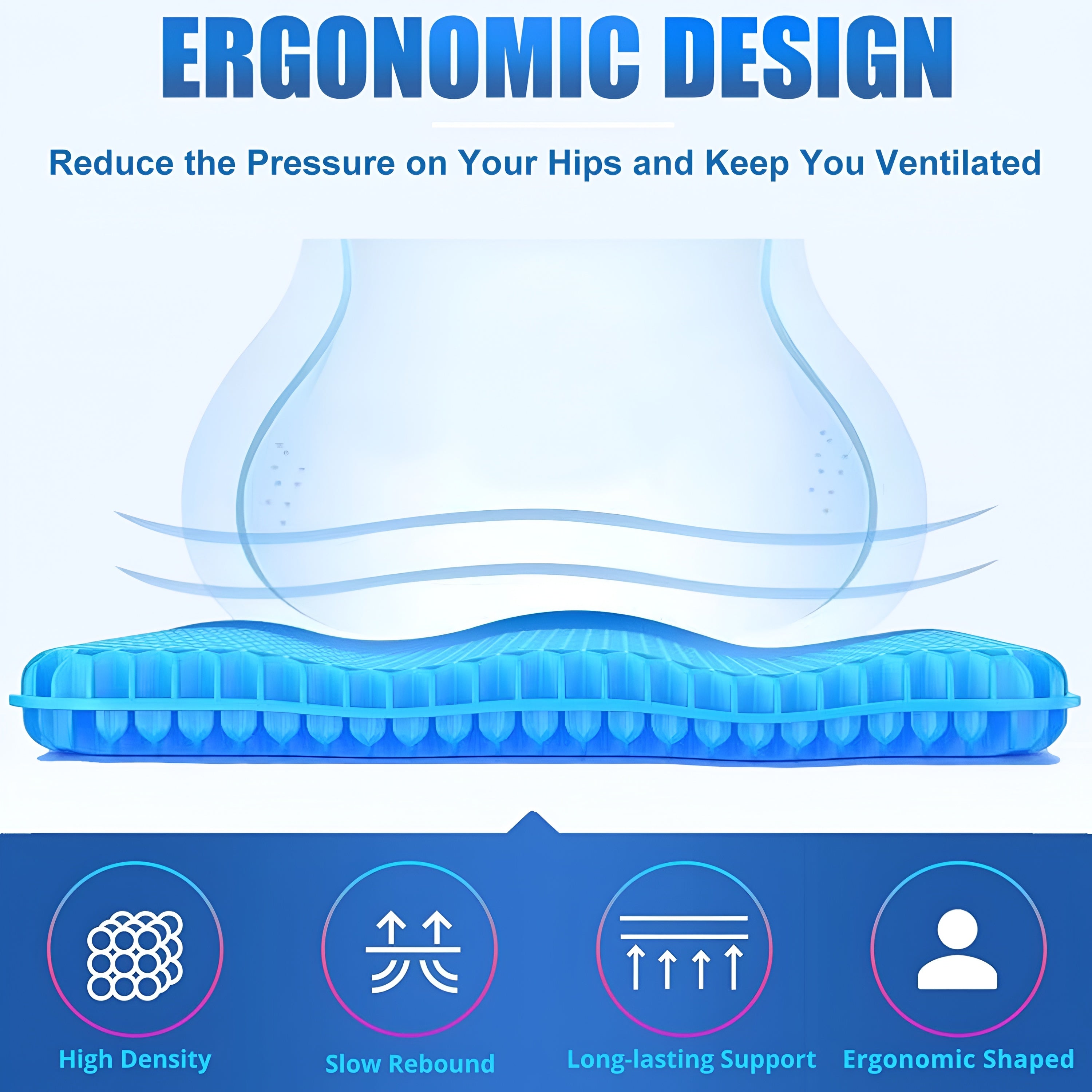 High Life Honeycomb Gel Seat Cushion for Back Pain Relief