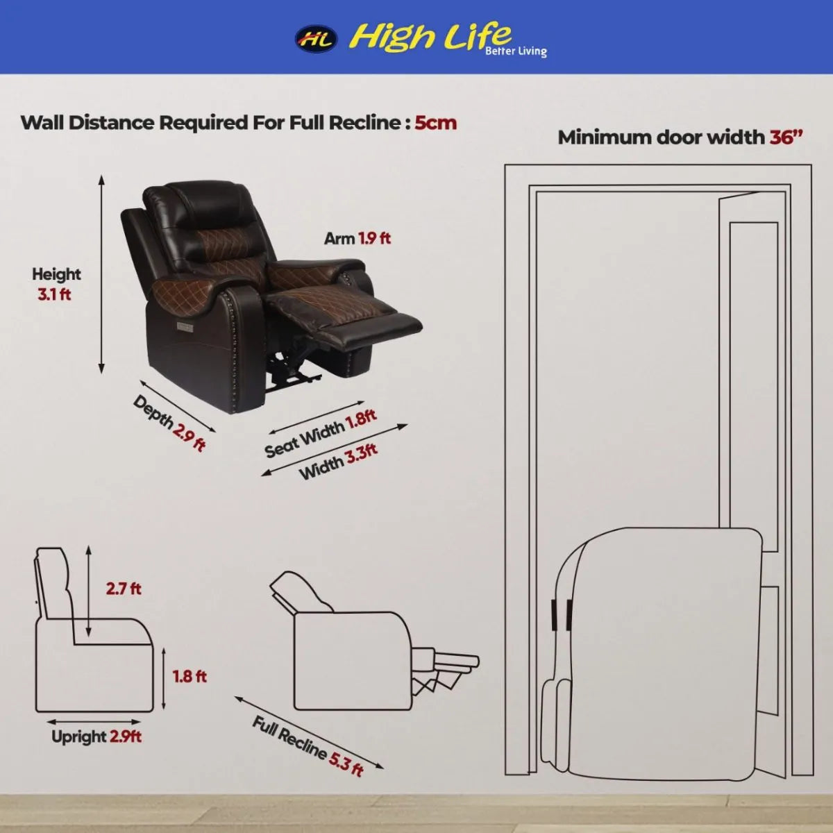 Power Recliner Tri-Motor - Best Recliner Pakistan