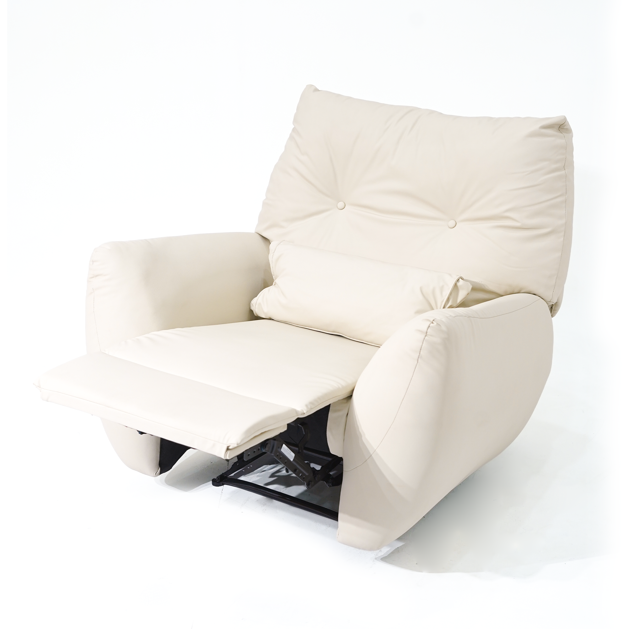 Easy-clean creamy white leather-look material on the High Life LRE137 recliner.