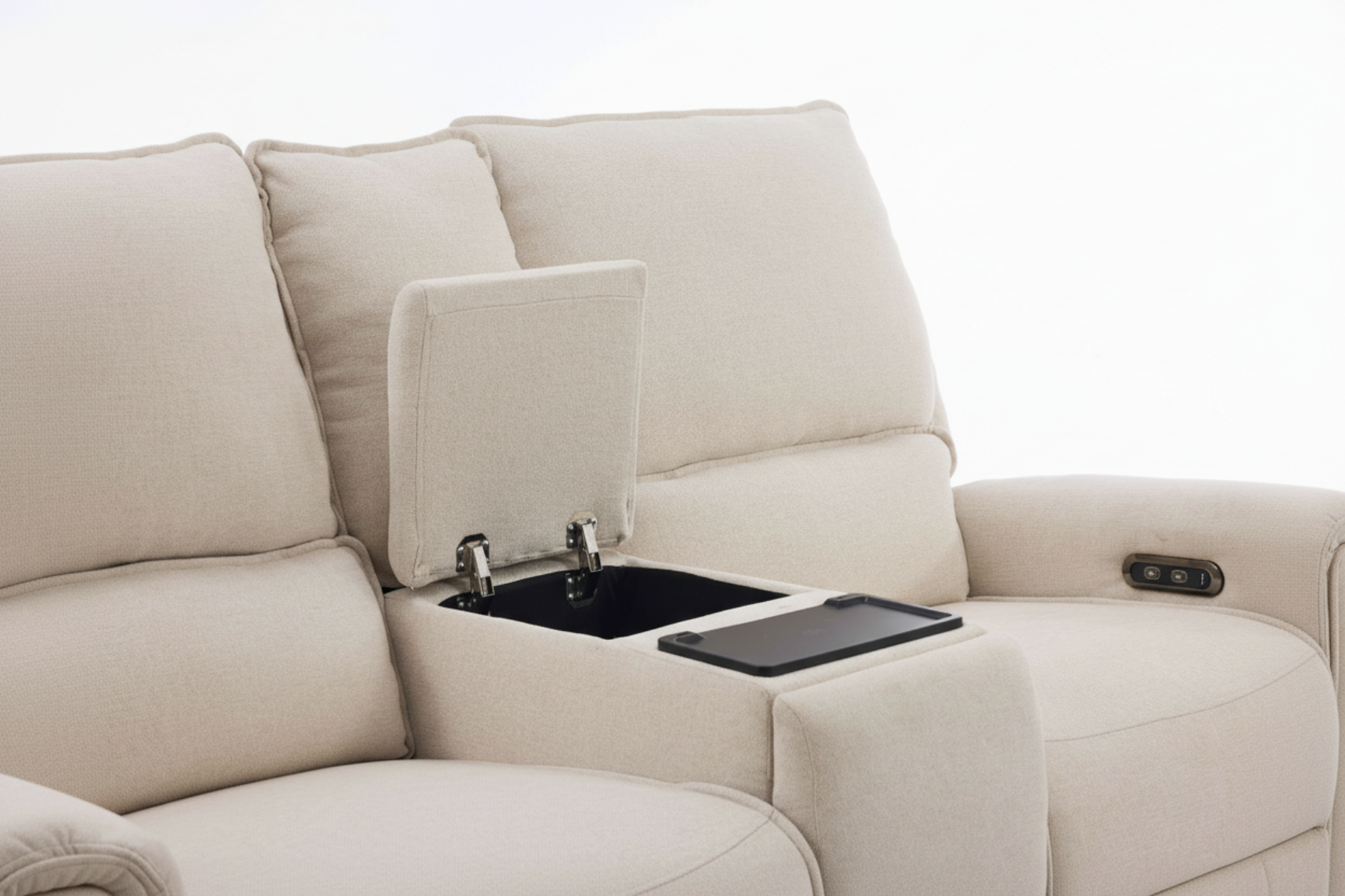 2-Seater Power Recliner Sofa with Console | Luxe Lounge Series | Wireless Charging & Storage price in pakistan