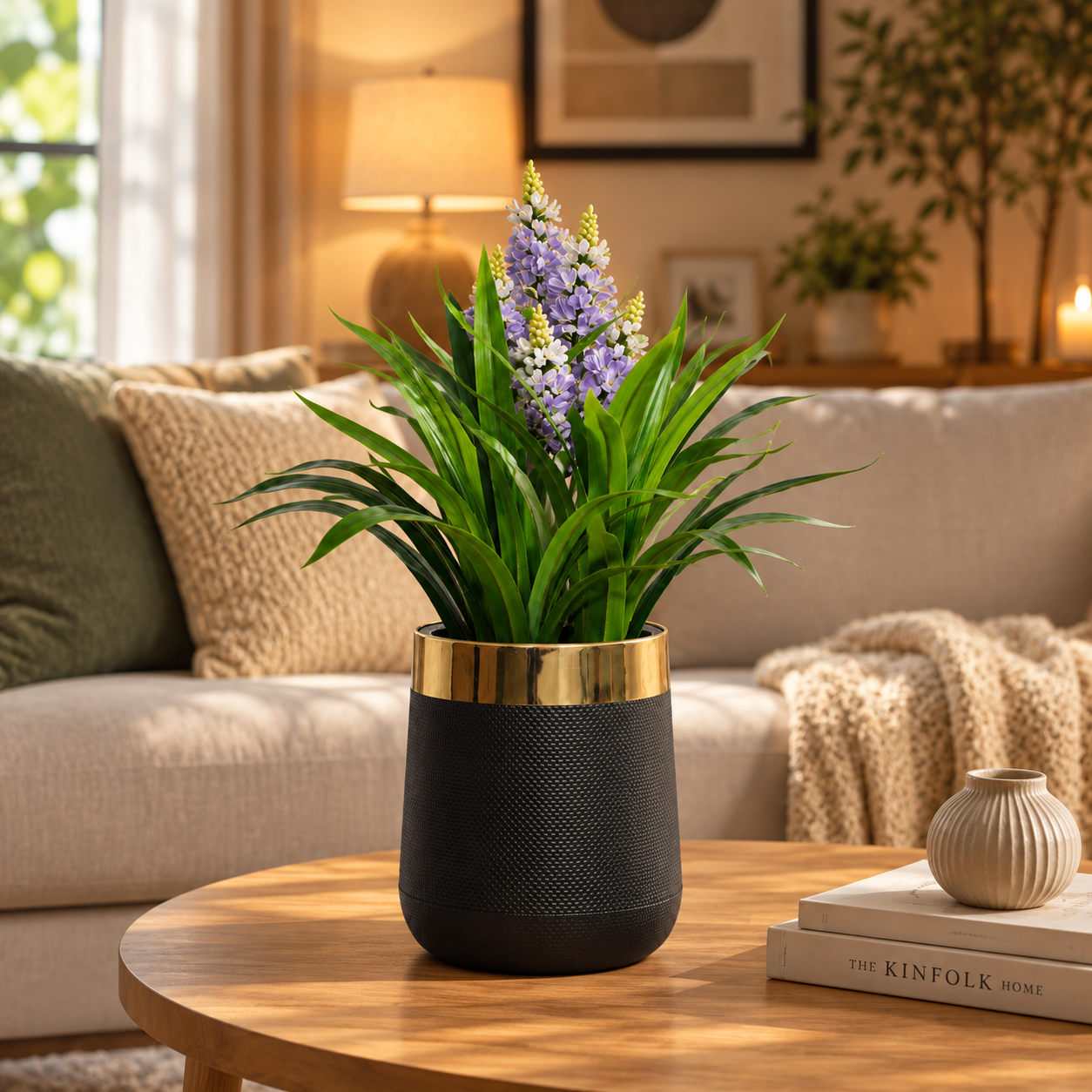 Artificial lavender hyacinth indoor plant with realistic green leaves buy online in Pakistan