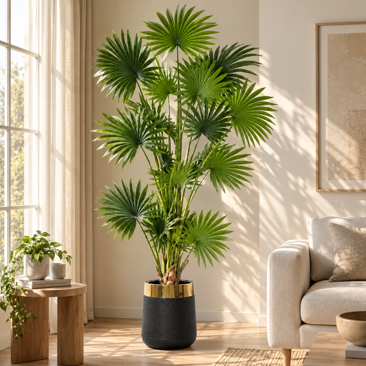High Life Artificial Fan Palm Tree – 6 Feet Ultra-Realistic Decorative Indoor Plant