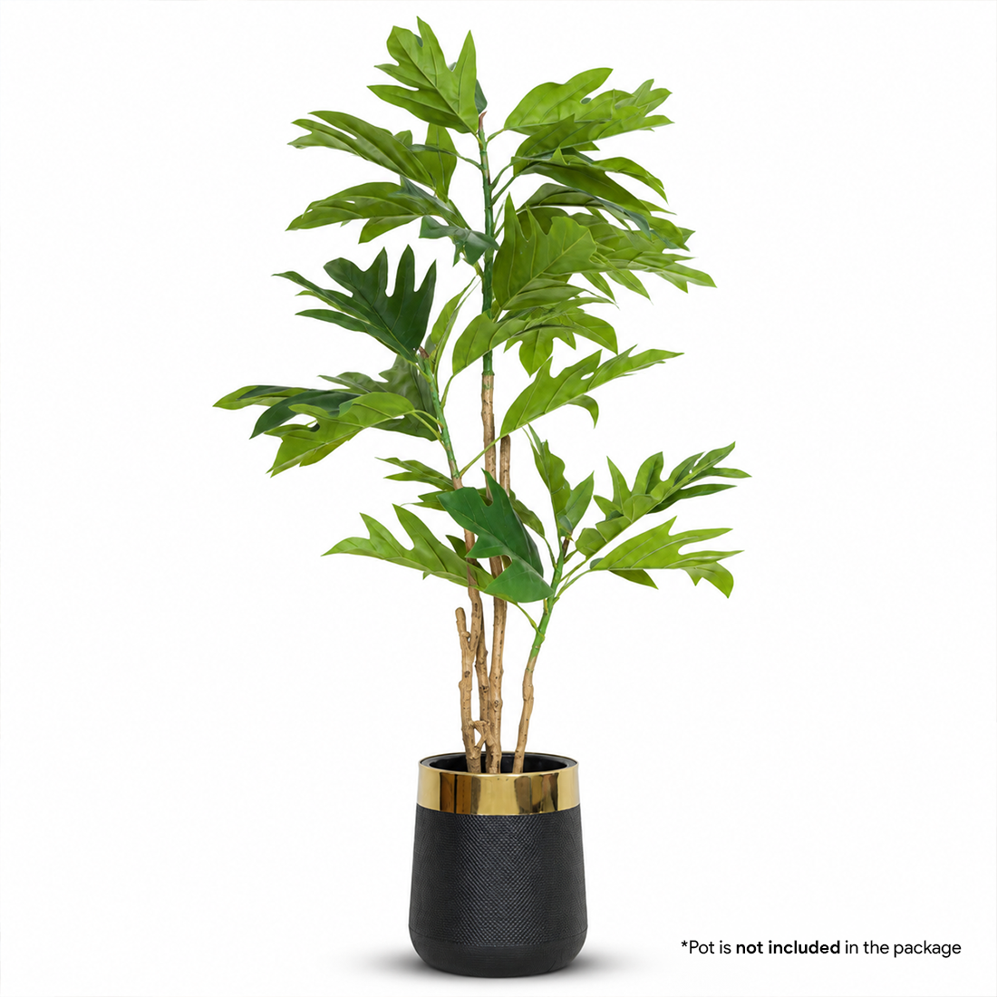 High Life artificial tropical floor plant with lush green leaves and black pot