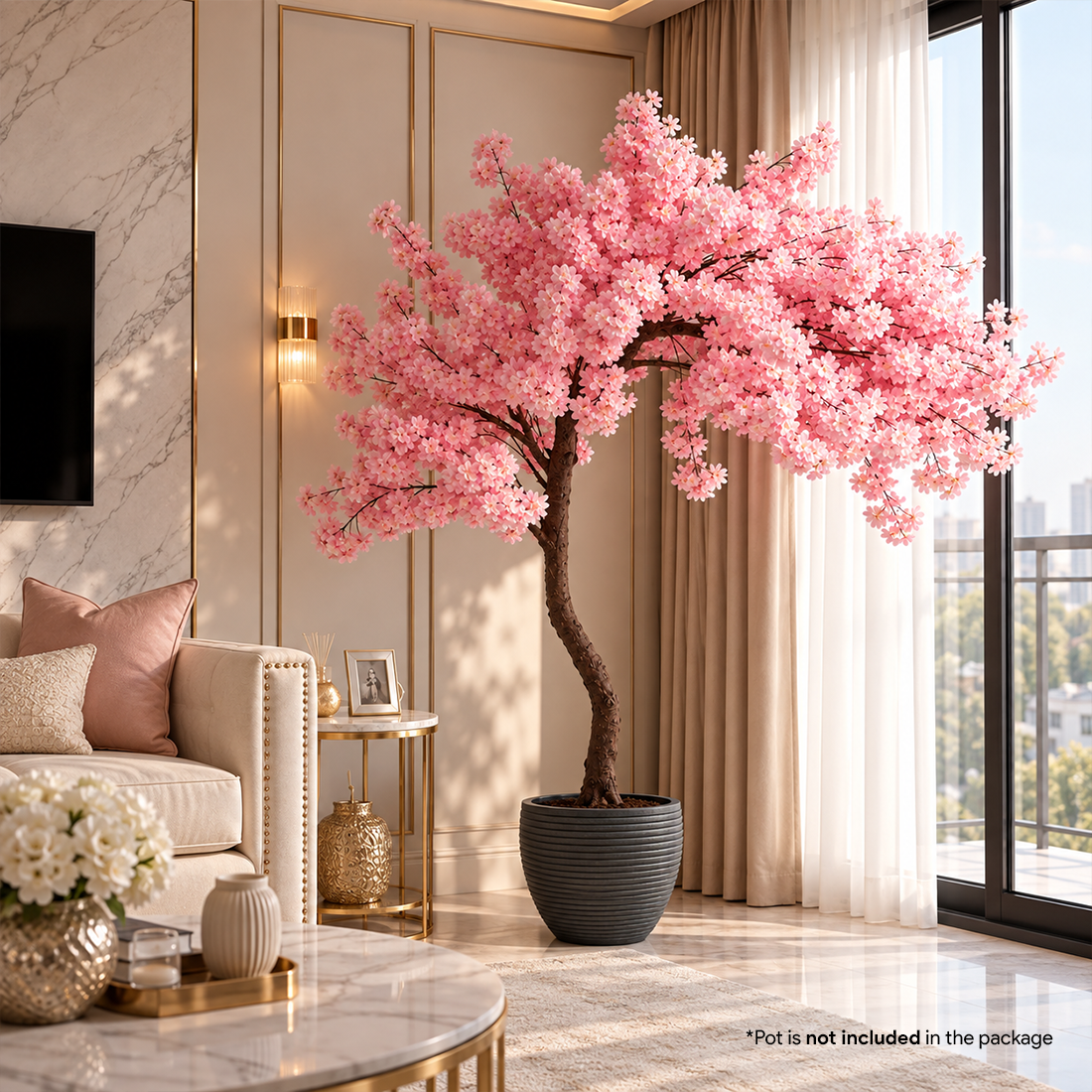 High Life Artificial Cherry Blossom Tree – Decorative Indoor Blossom Tree