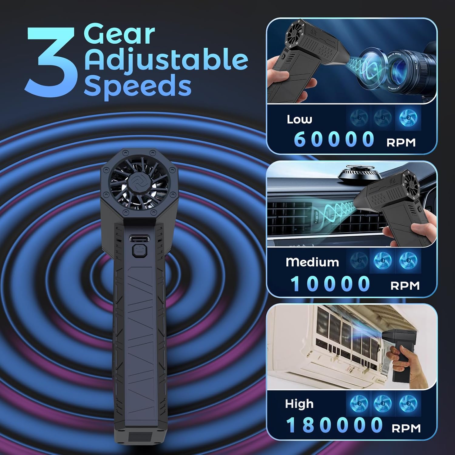 Highlife 130,000 RPM Mini High-Speed Mini Turbo Jet Fan | Rechargeable Cordless Air Duster & Powerful Electric Blower